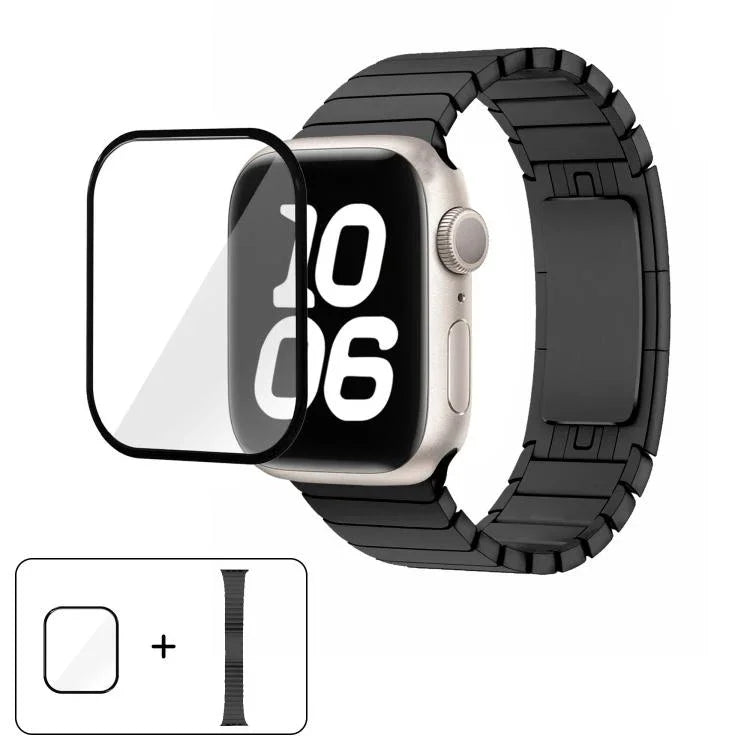 Original Buckle 316 Steel Watch Band with 3D Curved Film, For Apple Watch Series 10 46mm, For Apple Watch Series 10 42mm, For Apple Watch Series 44mm, For Apple Watch Series 40mm, For Apple Watch Ultra 2 / 1 49mm, For Apple Watch Series 45mm