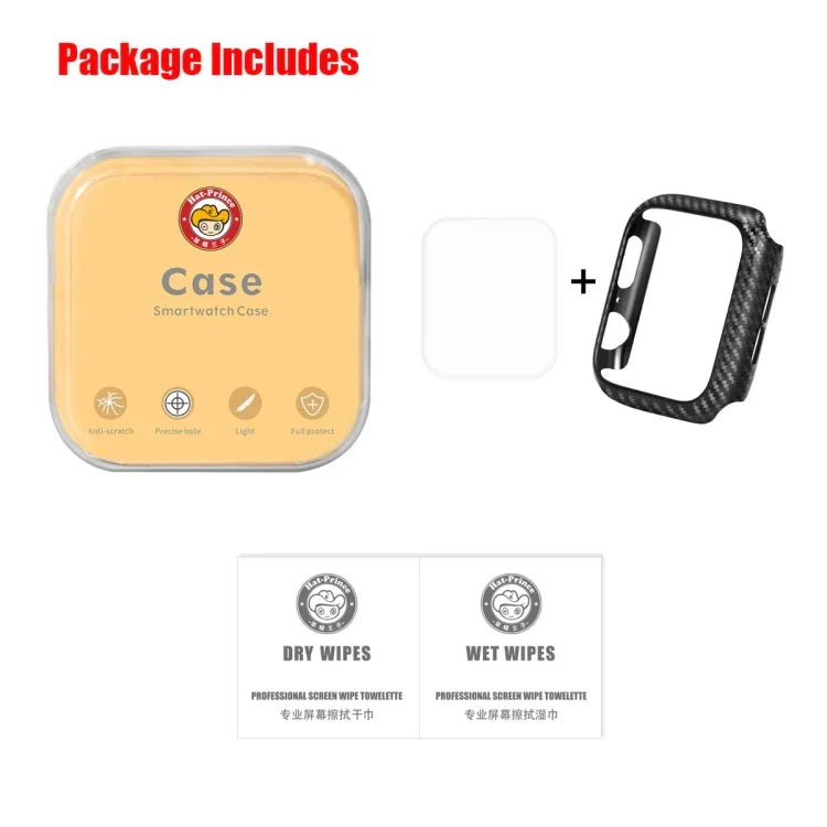 ENKAY Hat-Prince 2 in 1 Carbon Fiber Texture TPU Semi-clad Protective Shell + 3D Full Screen PET Curved Heat Bending HD Screen Protector For Apple Watch Series 6 / 5 / 4 / Watch SE 40mm, For Apple Watch Series 6 / 5 / 4 / Watch SE 40mm