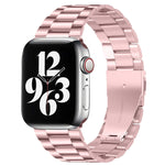 For Apple Watch Series 10 42mm / 9&8&7 41mm / SE 3&SE 2&6&SE&5&4 40mm / 3&2&1 38mm Fold Buckle 3 Beads Stainless Steel Watch Band