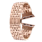Hidden Butterfly Buckle 7 Beads Stainless Steel Watch Band For Apple Watch 42mm(Silver Gold), 20mm Women