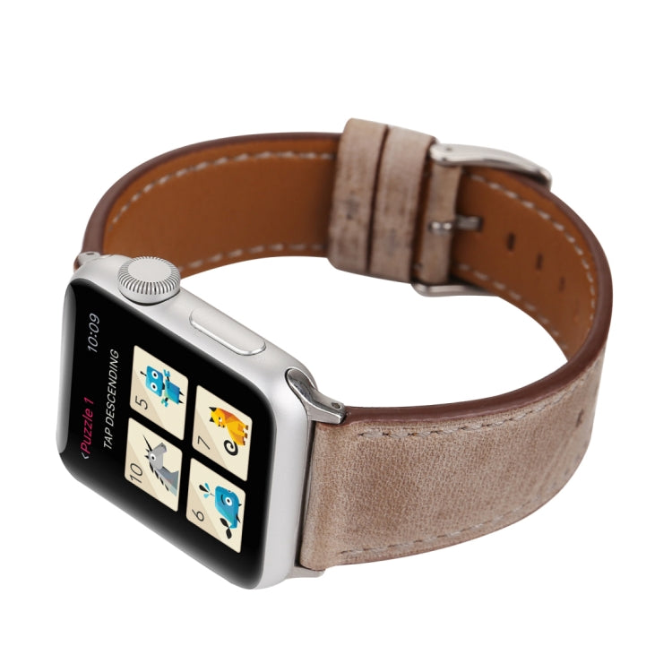 For Apple Watch Ultra 49mm&Watch Ultra 2 49mm / Series 10 46mm / 9&8&7 45mm / SE 3&SE 2&6&SE&5&4 44mm / 3&2&1 42mm Fresh Style Genuine Leather Watch Band, 42mm