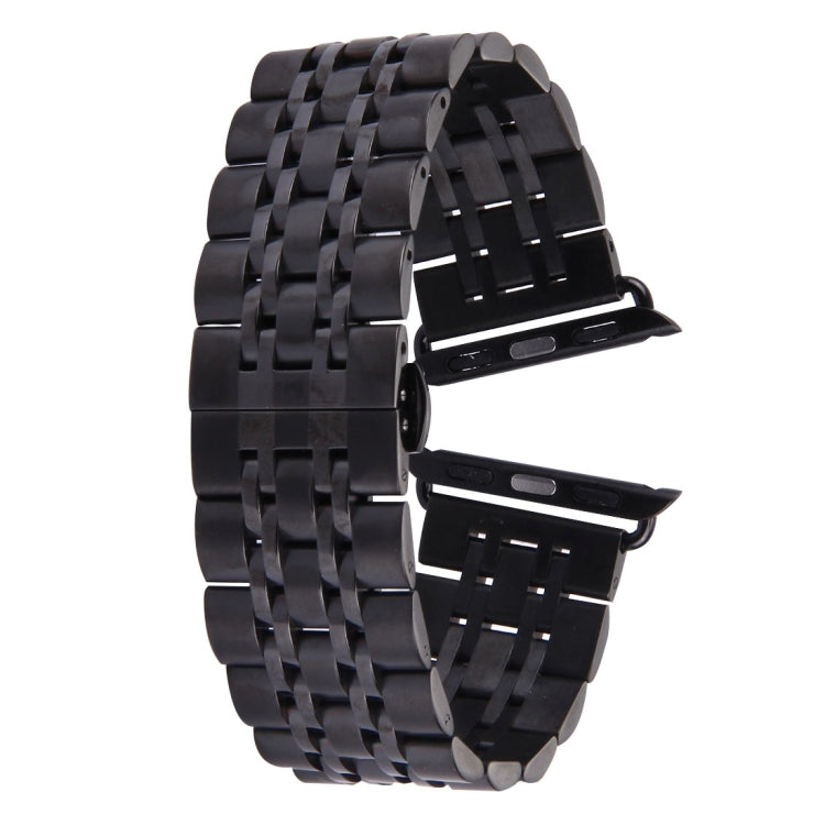 22mm Men Hidden Butterfly Buckle 7 Beads Stainless Steel Watch Band For Apple Watch 38mm, 22mm Men
