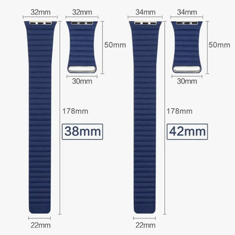 For Apple Watch 38mm Loop Magnetic Closure Clasp PU Leather Watch Band