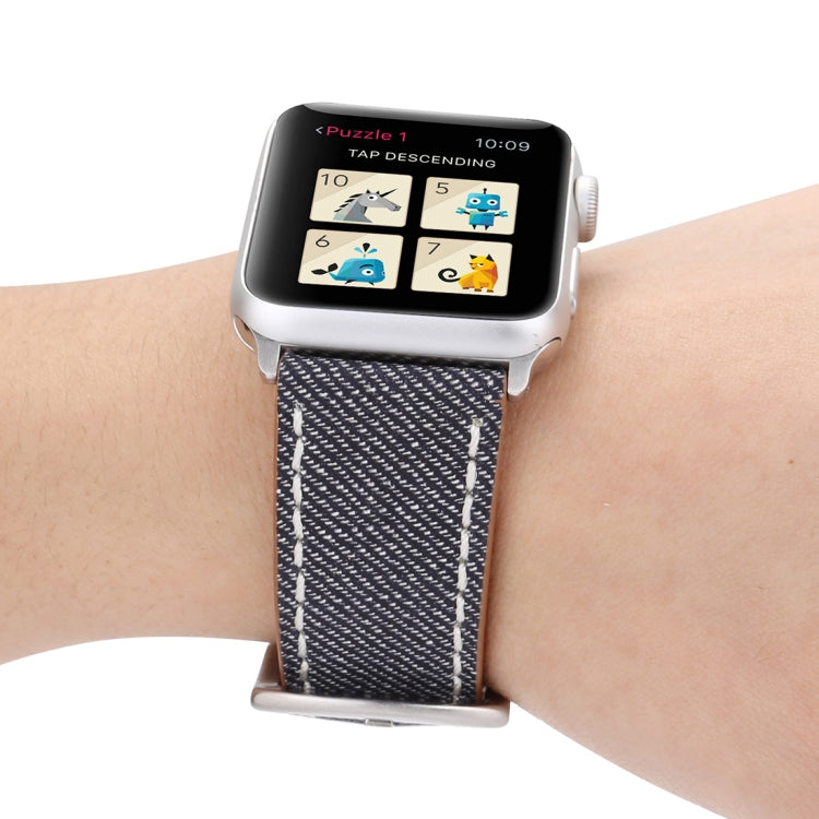 For Apple Watch Ultra 49mm&Watch Ultra 2 49mm / Series 10 46mm / 9&8&7 45mm / SE 3&SE 2&6&SE&5&4 44mm / 3&2&1 42mm Simple Fashion Genuine Leather Cowboy Pattern Watch Band, 42mm