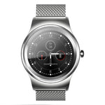SMA-Round 1.28 inch Color Touch Screen Bluetooth Smart Watch, Waterproof, Support Voice Control / Heart Rate Monitor / Sleep Monitor / Bluetooth Camera, Compatible with Android and iOS System, SMA-Round/Orange Leather Strap, SMA-Round/Silver Leather St...