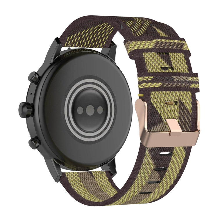 22mm Stripe Weave Nylon Wrist Strap Watch Band for Fossil Gen 5 Carlyle, Gen 5 Julianna, Gen 5 Garrett, Gen 5 Carlyle HR