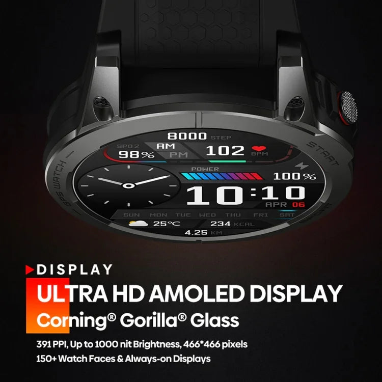 Zeblaze Stratos 3 1.43 inch AMOLED Screen IP68 Waterproof Smart Watch, Support Bluetooth Call / GPS, Stratos 3