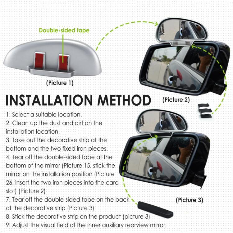 3R-091 Car Blind Spot Left Rear View Wide Angle Adjustable Mirror, 3R-091 (Black), 3R-091