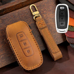 For Nissan Teana / Ariya 3-button Tail Box Hallmo Car Cowhide Leather Key Protective Cover Key Case, 3-button Tail Box