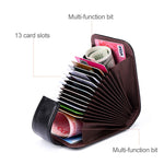 KB189 Vertical Cowhide Leather Organ Shape Multiple Card Slots Anti-magnetic RFID Wallet for Ladies, with Transparent Window, KB189 Black, KB189 Purple, KB189 Rose Red, KB189 Sapphire Blue