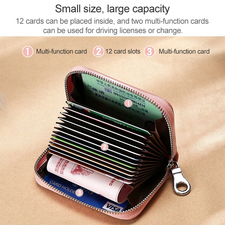 KB191 Zipper Cowhide Leather Organ Shape Multiple Card Slots Anti-magnetic RFID Wallet Clutch Bag for Ladies, KB191 Aqua Blue, KB191 Black, KB191 Dark Blue, KB191 Pink, KB191 Light Purple, KB191 Wine Red, KB191 Brown