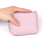 KB195 Zipper Cowhide Leather Double Row Organ Shape Multiple Card Slots Anti-magnetic RFID Wallet Clutch Bag for Ladies, KB195 Black, KB195 Coffee, KB195 Pink, KB195 Purple, KB195 Rose Red