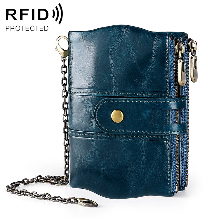 LT3539 Cowhide Leather Zipper Buckle Anti-magnetic RFID Wallet Clutch Bag for Men, with Card Slots & Shoulder Strap, LT3539 Shoulder Strap Blue, LT3539 Strap Red, LT3539 Yellowish-brown