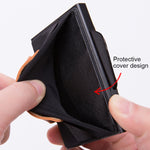X-32C Automatically Pop-up Card Type Anti-magnetic RFID Anti-theft Men Aluminum Alloy B Dial Button Elastic Bag Wallet with PU Leather Strap, X-32C B Dial Button Grey, X-32C B Dial Button Blue, X-32C B Dial Button Black