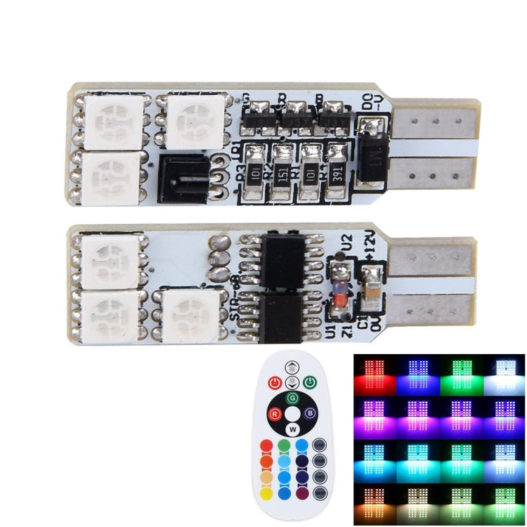 2 PCS Colorful 36MM T10 Port Remote Control Car Dome Lamp LED Reading Light with 6 LED Lights, 36MM 6 LED Lights