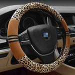 Leopard Grain Steering Wheel Cover, Adaptation Steering Wheel Diameter: 37-38 cm, 37-38cm Beige, 37-38cm Coffee, 37-38cm Magenta, 37-38cm Black