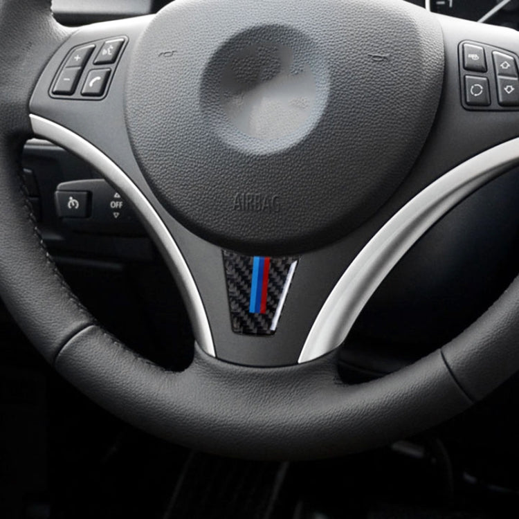 Car Carbon Fiber Steering Wheel Decorative Sticker for BMW E90 / E92, Steering Wheel Decorative Sticker B
