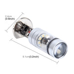 H1 100W 850 LM 7000K 20 SMD-2828-LEDs Car Fog Lights, DC 12-24V, H1