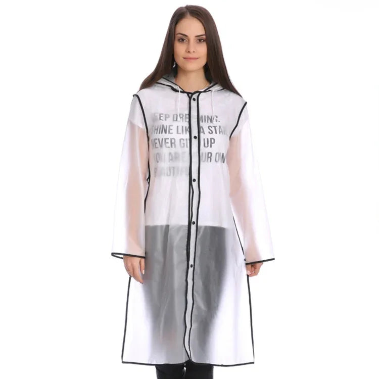 EVA Edging Conjoined Poncho Edge Design Transparent Hat Brim Rain Covers Waterproof Outdoor Raincoat, Size: L, Suitable for 150-170cm Height, Size: L