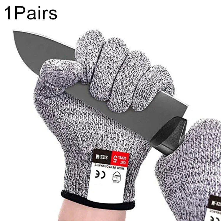 A Pair Cut-resistant Gardening Gloves HPPE Food-grade 5-Level Anti-cutting Anti-wear Safety Working Gloves, Size: M, Length: 22cm, Size: M/Black, Size: M/White