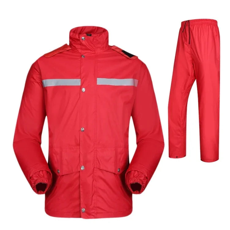 Durable Reflective Motorcycle Split Raincoat Pants Riding Bicycle Electric Bike Windproof Waterproof Rain Wear for Adult, Size: XL(Red), Size: XL