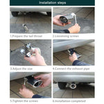 Universal Car Styling Stainless Steel Straight Double Outlets Exhaust Tail Muffler Tip Pipe, Straight Double