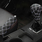 2 PCS Car Hand Brake Cover Shift Knob Gear Stick Cushion Sets Cover Car Accessory Interior Decoration Pad, 2 PCS  Red, 2 PCS Red  White
