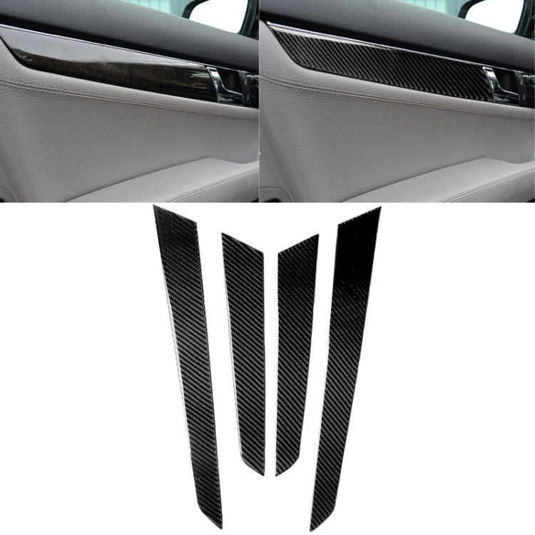 4 PCS Car Carbon Fiber Inner Door Panel Decorative Sticker for Mercedes-Benz W204 2007-2013, Inner Door Panel