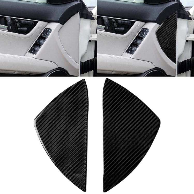 Car Carbon Fiber Front Door Slot Panel Decorative Sticker for Mercedes-Benz W204 C Class 2007-2013, Front Door Slot