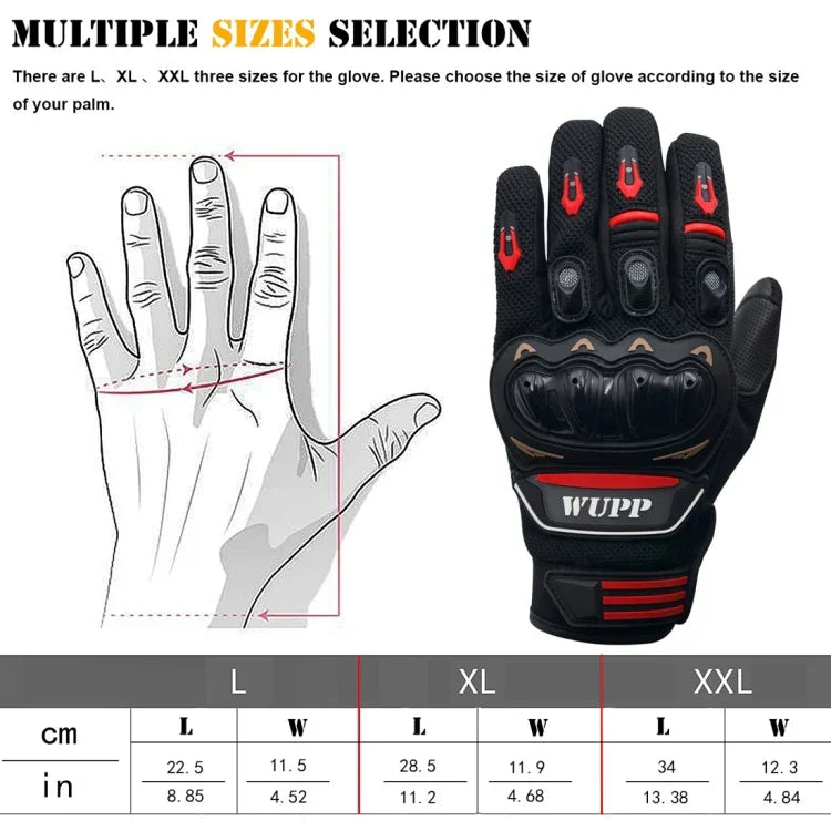 WUPP Motorcycle Gloves Touch Screen Waterproof Breathable Wearable Anti-skid Resistance Summer Winter Full-Finger Protective Gloves, Size: XXL, Size: XXL