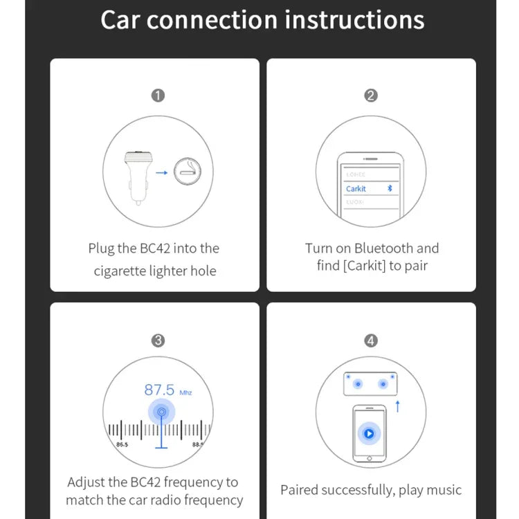 BC42 Bluetooth 5.0 Multi-function Car Colorful Atmosphere Lamp MP3 Player, Support TF Card & U Disk & FM, BC42