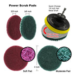 11 in 1 4 inch Sticky Disc Scouring Pad Floor Wall Window Glass Cleaning Descaling Electric Drill Brush Head Set, 11 in 1