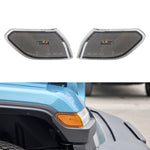 Car Black Wheel Eyebrow Side Light Turn Signal Leaf Plate Lamp for Jeep Wrangler JL 2018-, Black