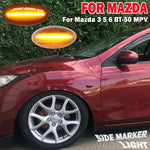 2pcs For Mazda 2 DY 2003-2007 Car Dynamic LED Fender Side Light, For Mazda 2 DY 2003-2007 (Transparent Black)