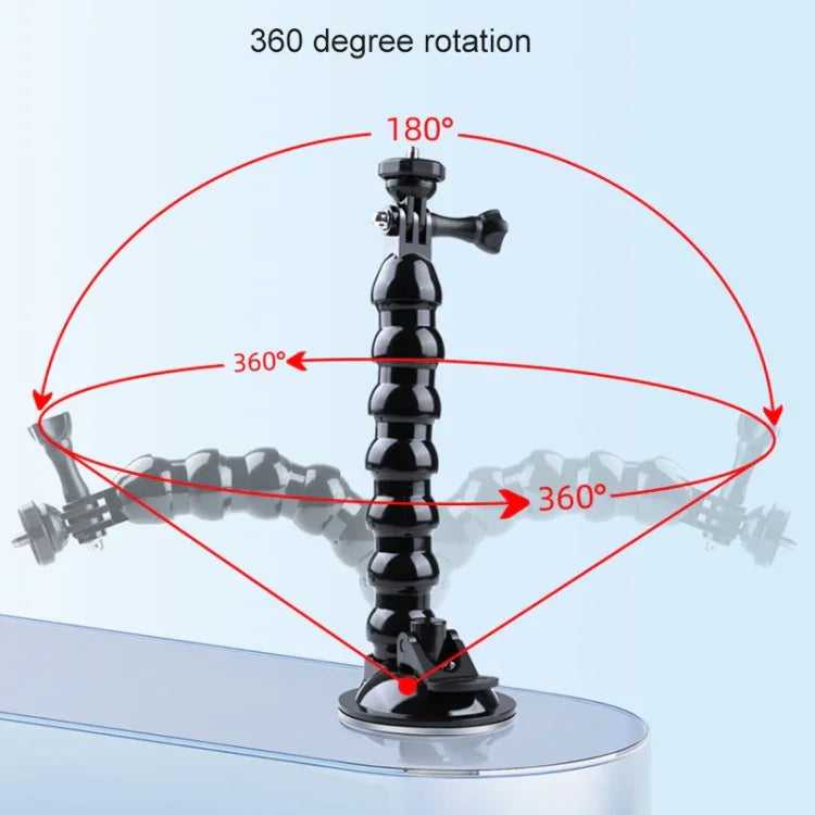 Extended Suction Cup Jaws Flex Clamp Mount with Cold Shoe Phone Clamp, Extended Suction Cup Mount with Cold Shoe Phone Clamp