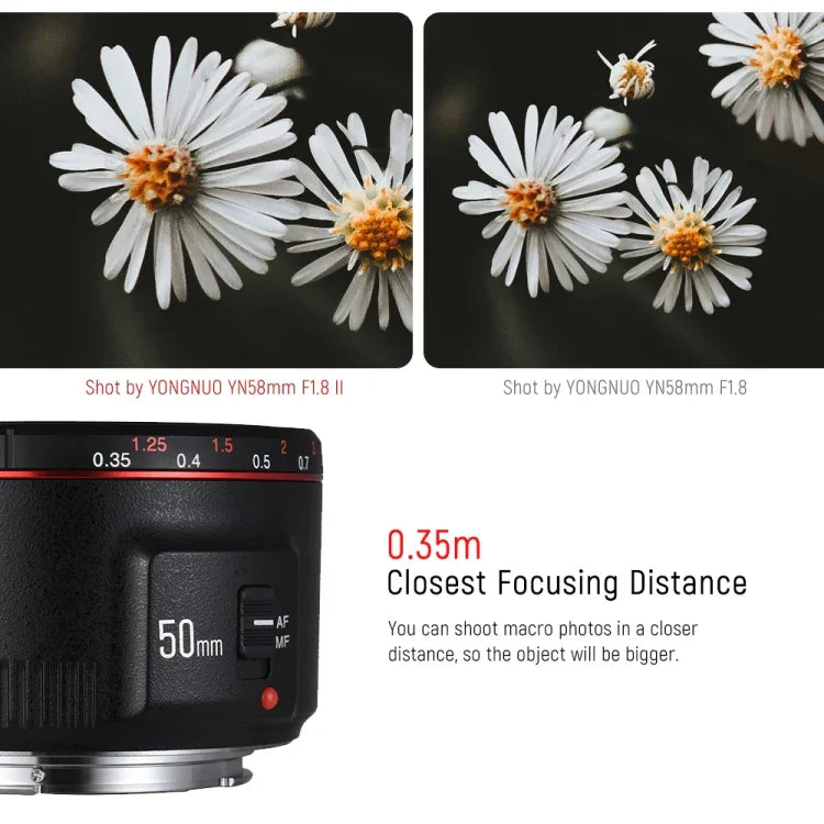 YONGNUO YN50MM F1.8C II F1.8 Auto Focus Lens for Canon EF Mount New Lens, YN50mm F1.8C II
