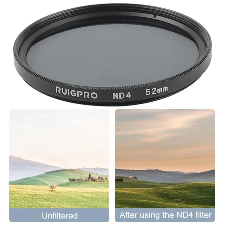RUIGPRO for GoPro HERO 7/6 /5 Professional 52mm ND4 Lens Filter with Filter Adapter Ring & Lens Cap, ND4 Lens
