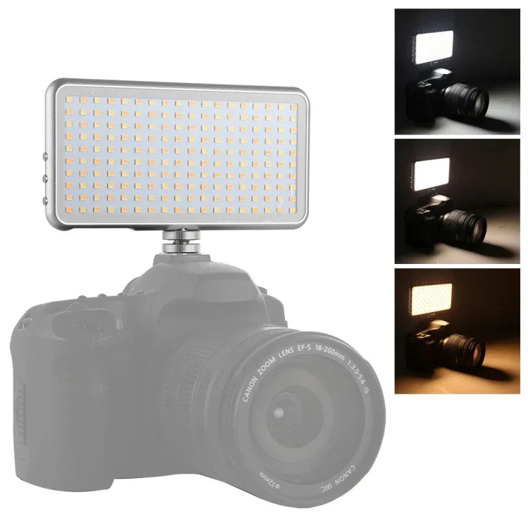 LED011S Pocket 180 LEDs Professional Vlogging Photography Video & Photo Studio Light with OLED Display & Cold Shoe Adapter Mount for Canon / Nikon DSLR Cameras, 180 LED