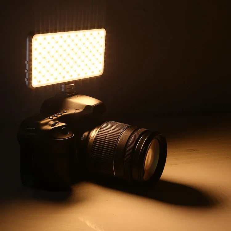 LED011S Pocket 180 LEDs Professional Vlogging Photography Video & Photo Studio Light with OLED Display & Cold Shoe Adapter Mount for Canon / Nikon DSLR Cameras, 180 LED