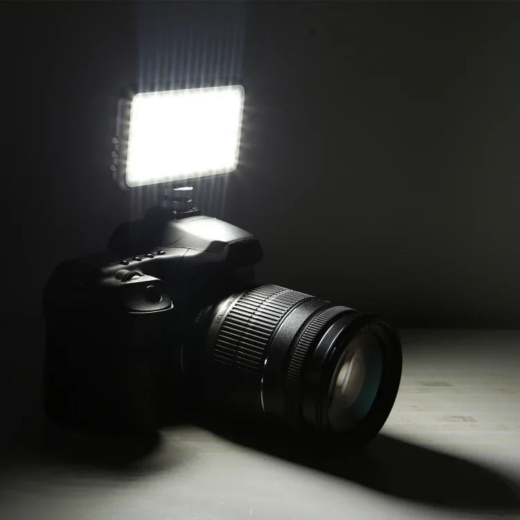 LED-013 Pocket 112 LEDs Professional Vlogging Photography Video & Photo Studio Light with OLED Display & Cold Shoe Adapter Mount for Canon / Nikon DSLR Cameras, 112 LED