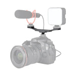 YELANGU YLG0702A Dual Cold Hot Shoe Mount Adapter Aluminum Alloy Extension Bracket, Dual Cold Hot Bracket
