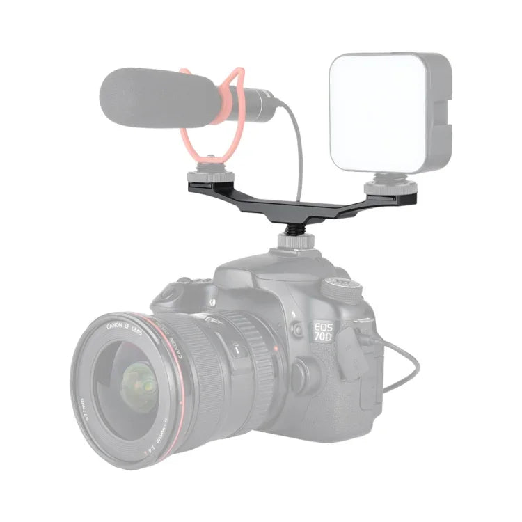 YELANGU YLG0702A Dual Cold Hot Shoe Mount Adapter Aluminum Alloy Extension Bracket, Dual Cold Hot Bracket