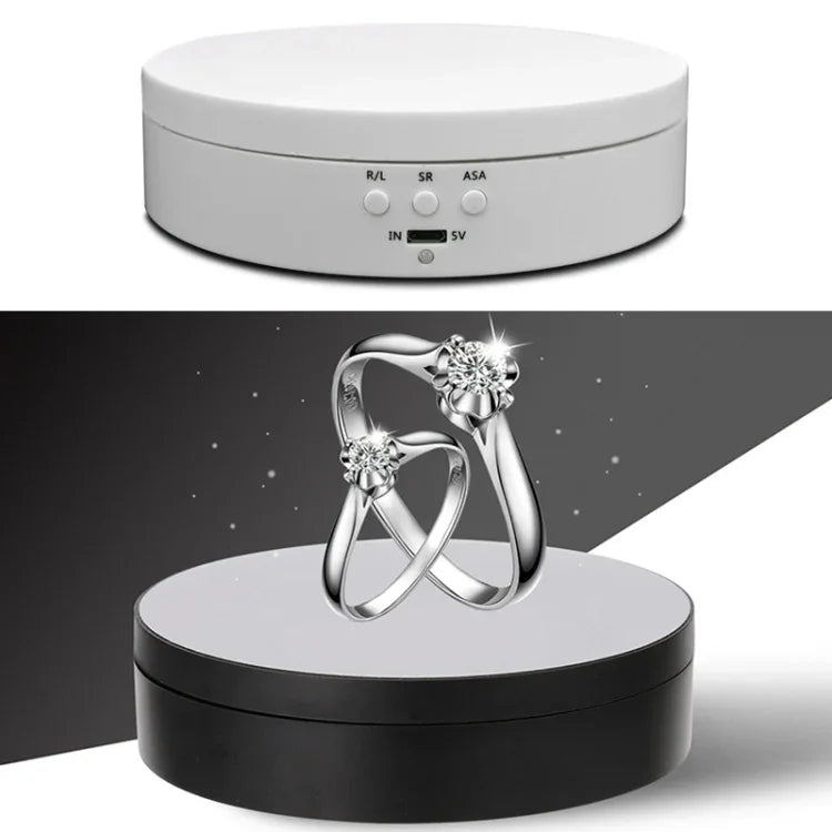 13.8cm USB Charging Smart 360 Degree Rotating Turntable Display Stand Video Shooting Props Turntable for Photography, Load 3kg