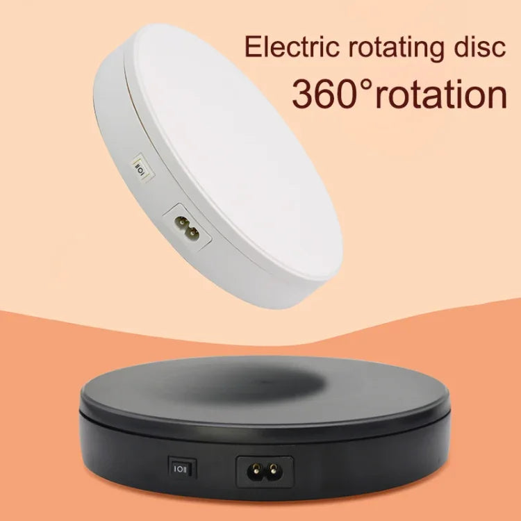 22cm Electric Rotating Turntable Display Stand Live Video Shooting Props Turntable Jewelry Shoes Display Platform, US Plug, 22cm(Black), 22cm(White)