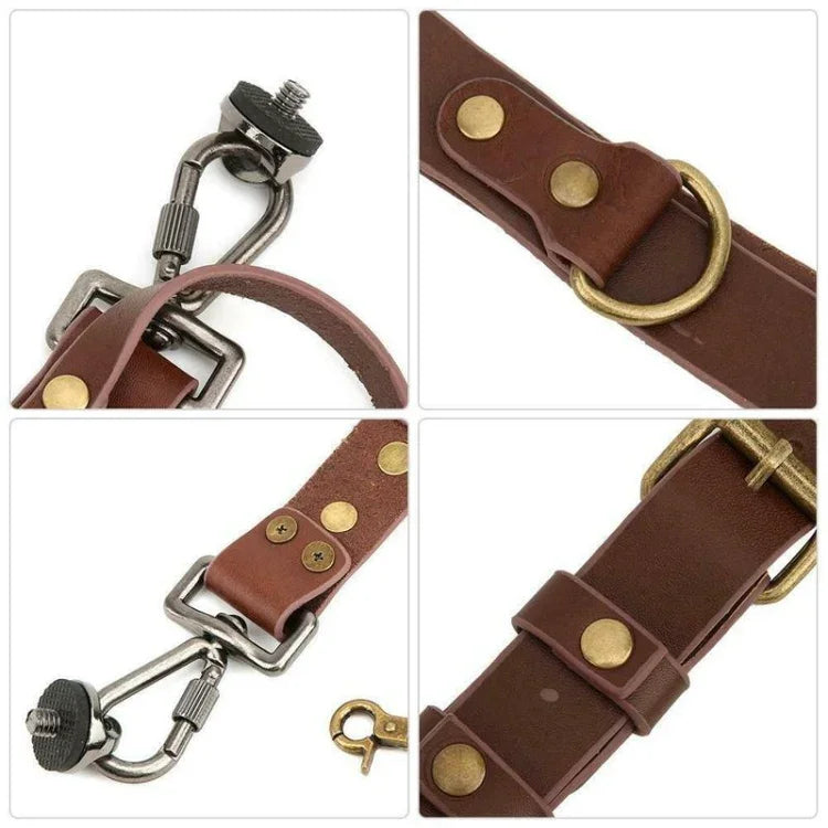 Quick Release Anti-Slip Dual Shoulder Leather Harness Camera Strap with Metal Hook for SLR / DSLR Cameras, Dual Shoulder(Brown), Dual Shoulder(Black)