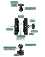 6cm Connecting Rod Fixed Motorcycle Mount Holder for GoPro, Insta360, DJI and Other Action Cameras, 6cm Connecting Rod