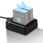 USB Dual Batteries Charger with Cable & Indicator Light for GoPro HERO9 Black / HERO10 Black / HERO11 Black / HERO12 Black, For GoPro HERO9 Black