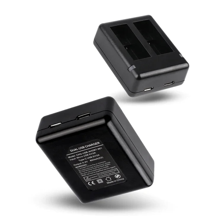 USB Dual Batteries Charger with Cable & Indicator Light for GoPro HERO9 Black / HERO10 Black / HERO11 Black / HERO12 Black, For GoPro HERO9 Black