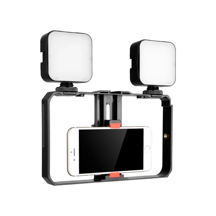 YELANGU PC201 YLG1801A Vlogging Live Broadcast LED Selfie Light Smartphone Video Rig Handle Stabilizer Plastic Bracket Kits, PC201
