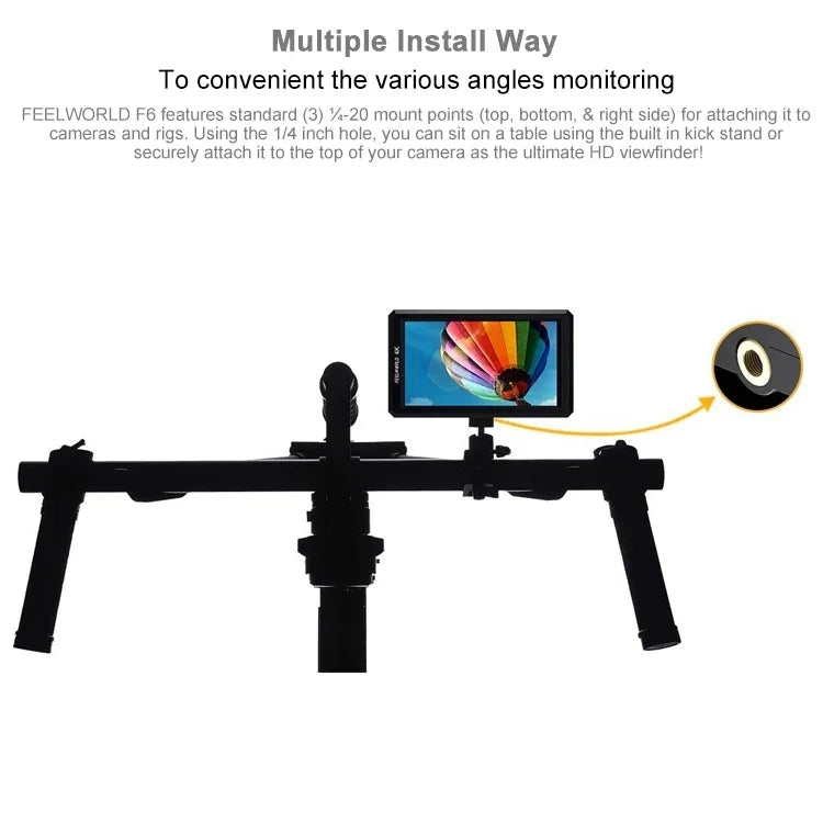 FEELWORLD F6 1920x1080 5.5 inch IPS Screen HDMI 4K Camera Field Monitor, F6